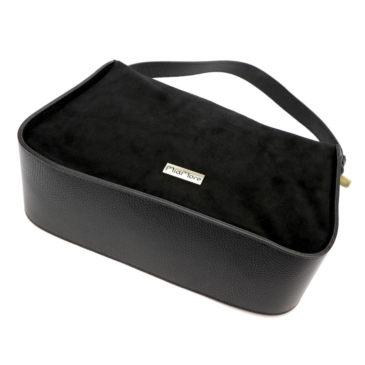 MiaMore torebka na ramię skórzana damska listonoszka zamszowa z paskiem