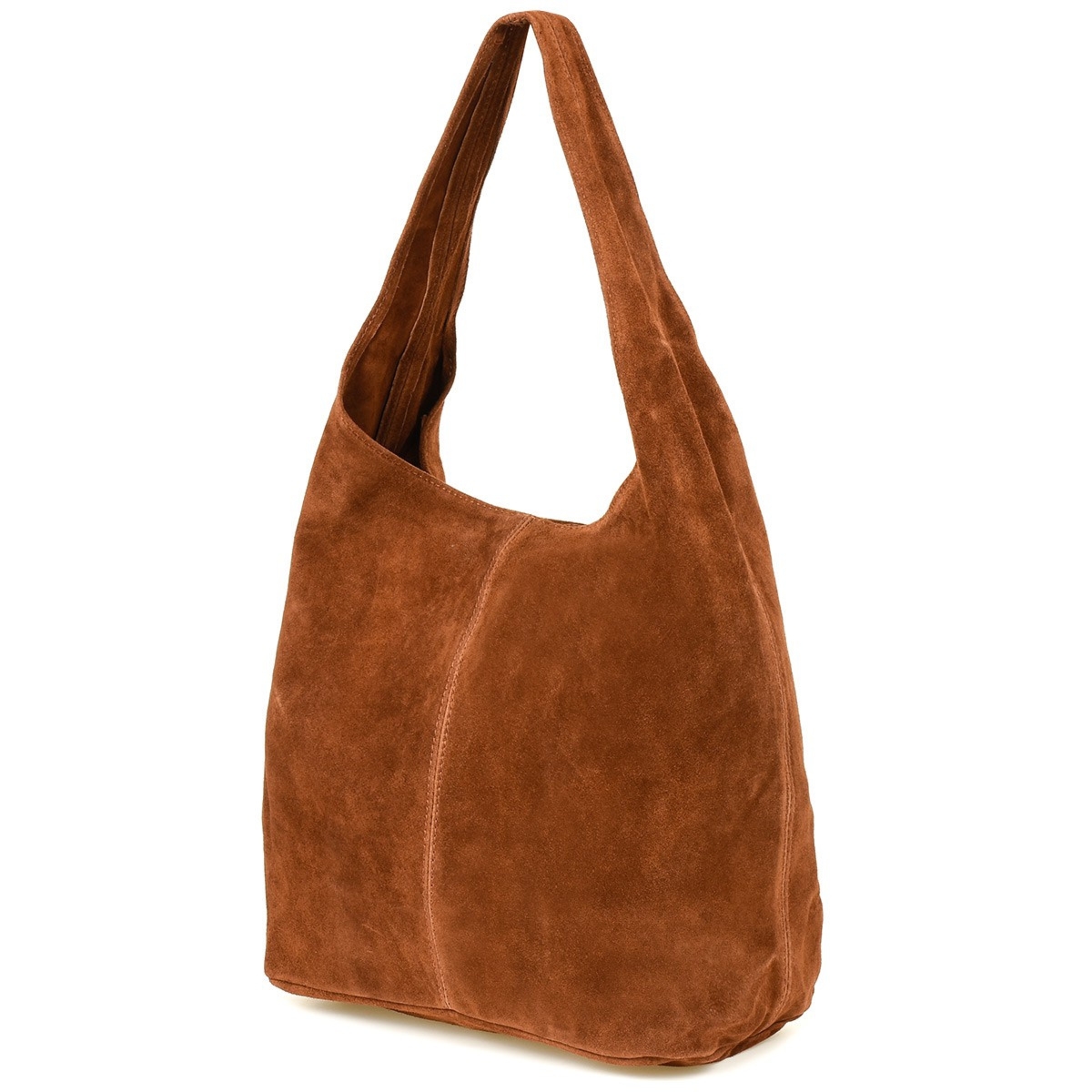 Włoska Torebka worek Skórzana zamsz Naturalny U35