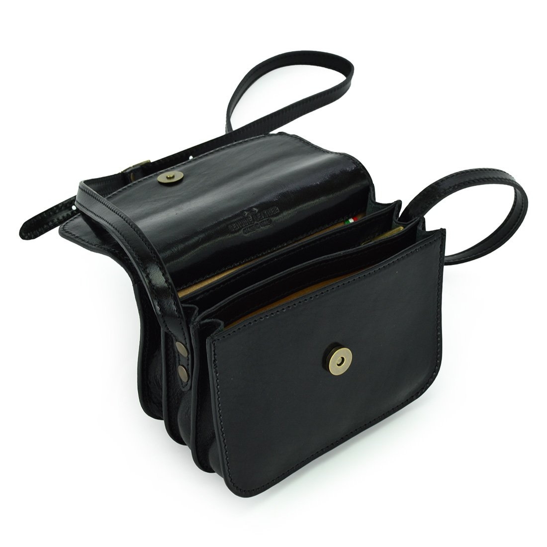 Vera Pelle damska listonoszka skórzana organizer 3 komory torebka na ramię