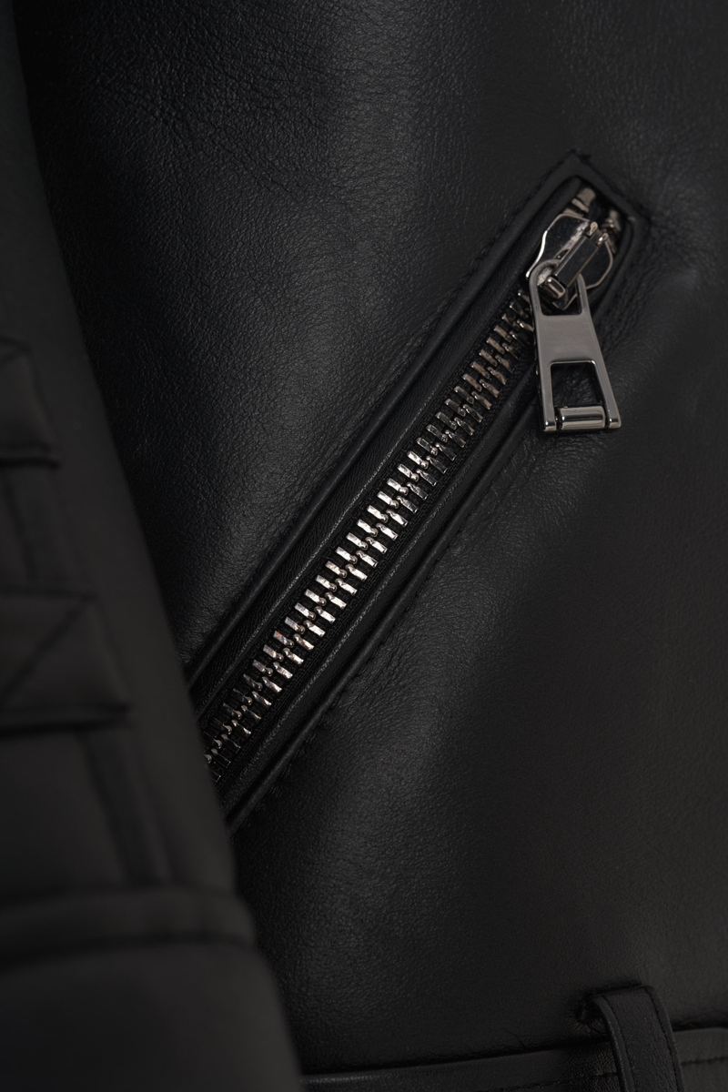 Damska Kożuchowa ramoneska zapinana na zamek kurtka na zimę Bukowski