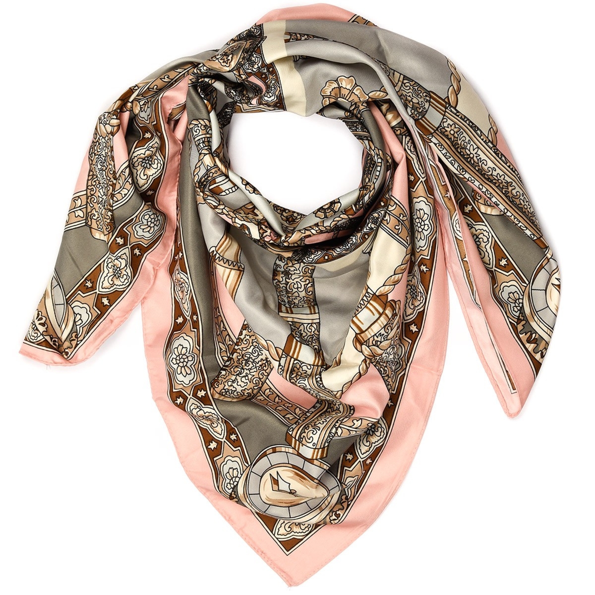 Różowa Chusta damska apaszka pod szyję lekka elegancka oryginalna MDB-28