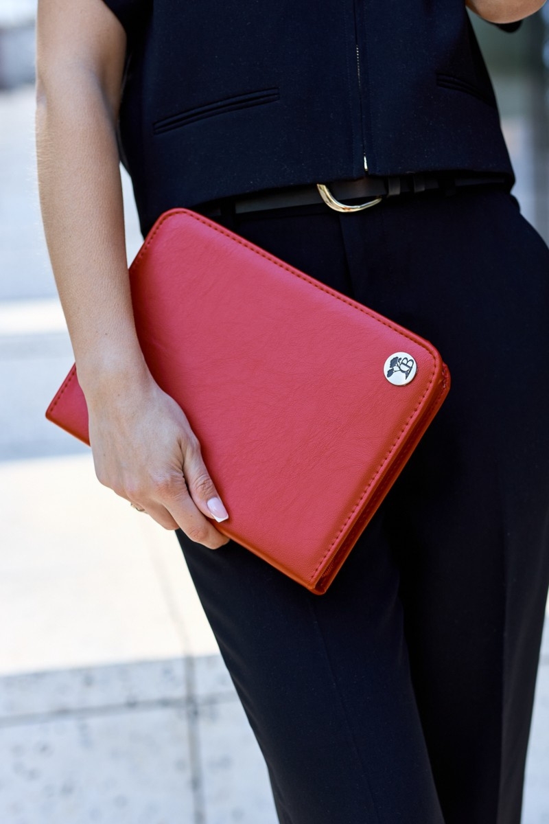 Czerwony Beltimore luksusowy męski biwuar aktówka teczka A5 organizer dla handlowca I62