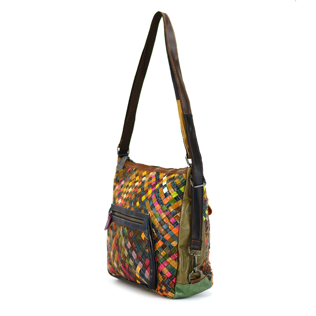 Magic Bags listonoszka damska skórzana torebka na ramię kolorowa mozaika