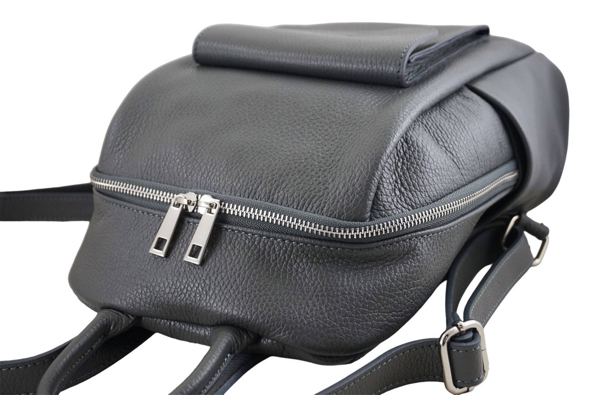 Damski plecak miejski skórzany - Szary ciemny