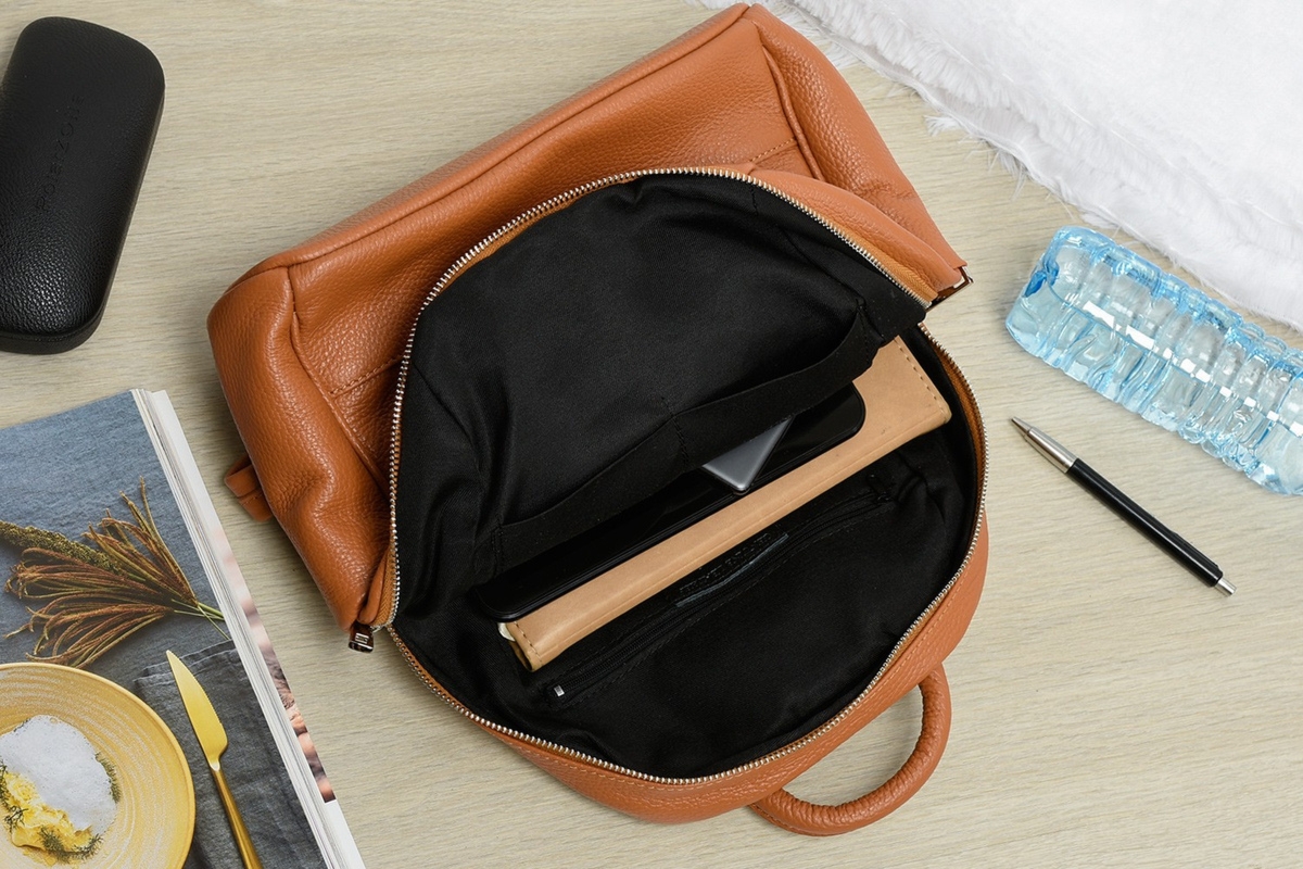 Pudrowy róż Włoski Plecak Skórzany A4 damski pojemny solidny C78