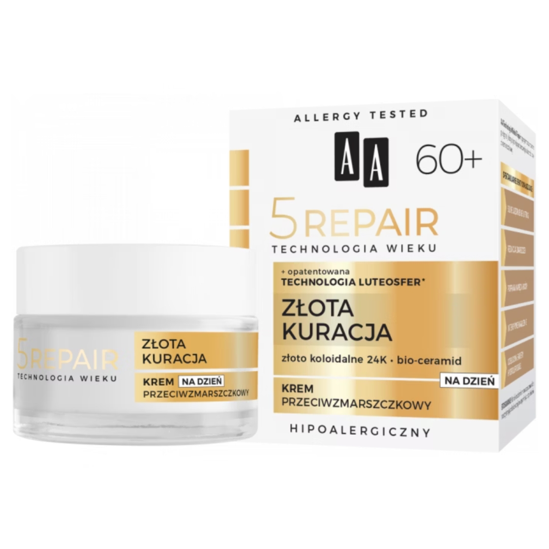 AA krem na dzień przeciwzmarszczkowy Technologia Wieku 5 Repair 60+ Złota Kuracja 50 ml
