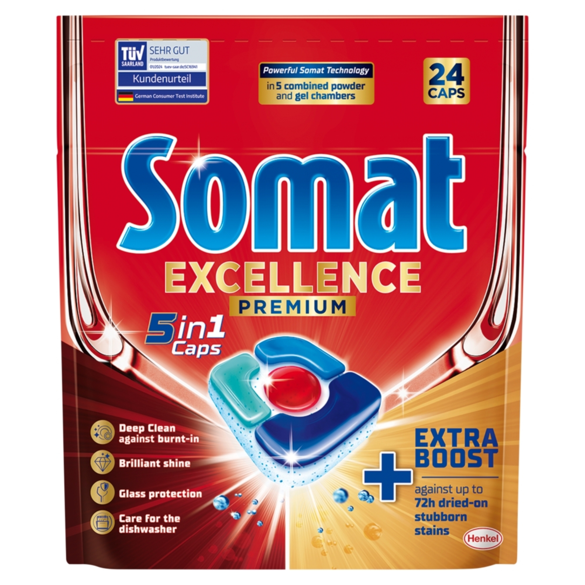 SOMAT Excellence Premium 5 in 1 kapsułki do mycia naczyń 24 sztuki