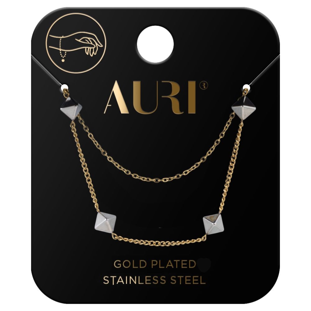 Auri bransoletka podwójna z geometrycznymi elementami 1 sztuka