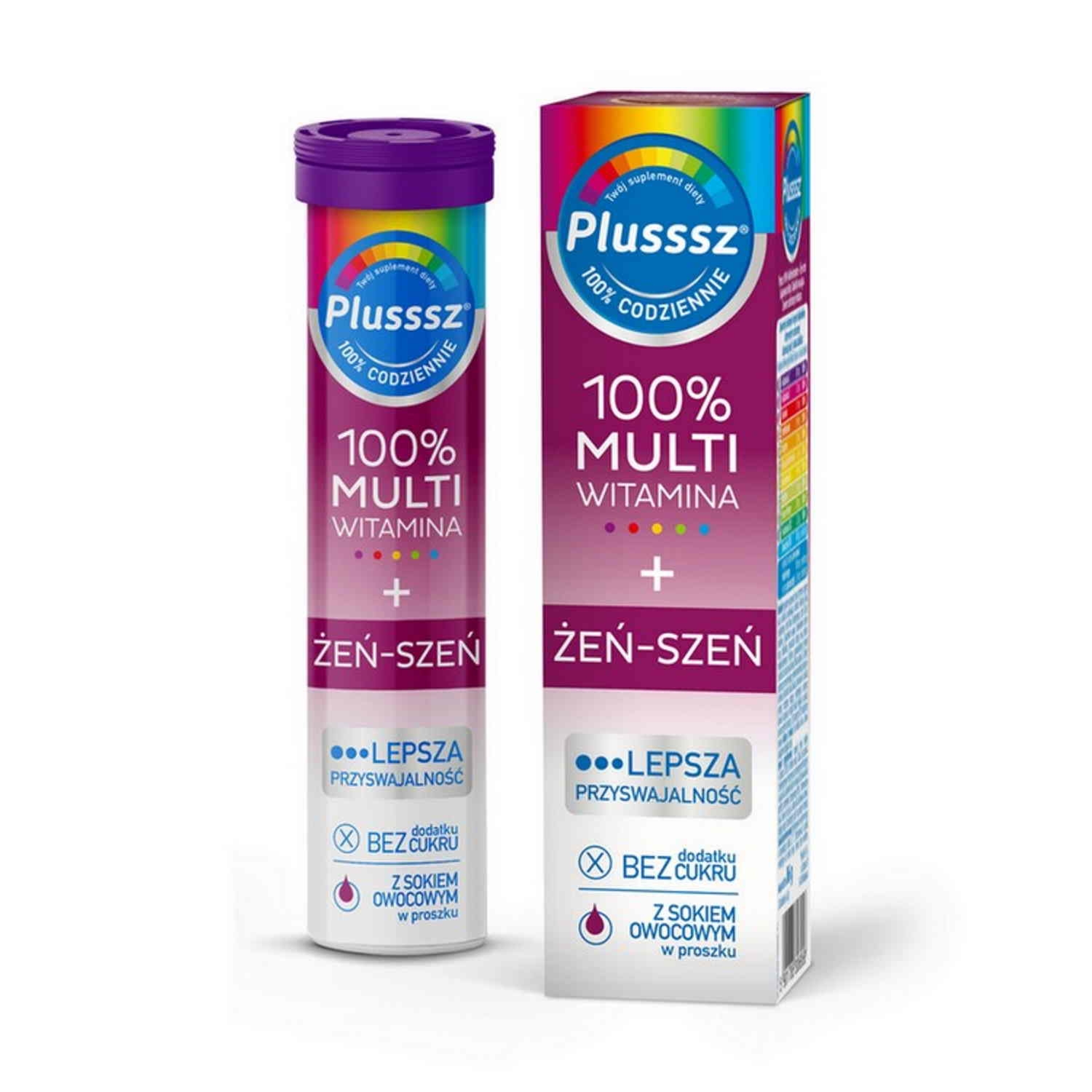 Plusssz 100% Multiwitamina + Żeń-szeń 20 tabletek