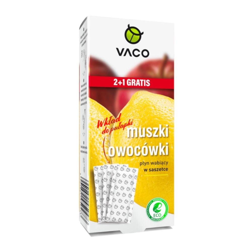 Vaco płyn wabiący wkład do pułapki na muszki owocówki skuteczny 3 szt