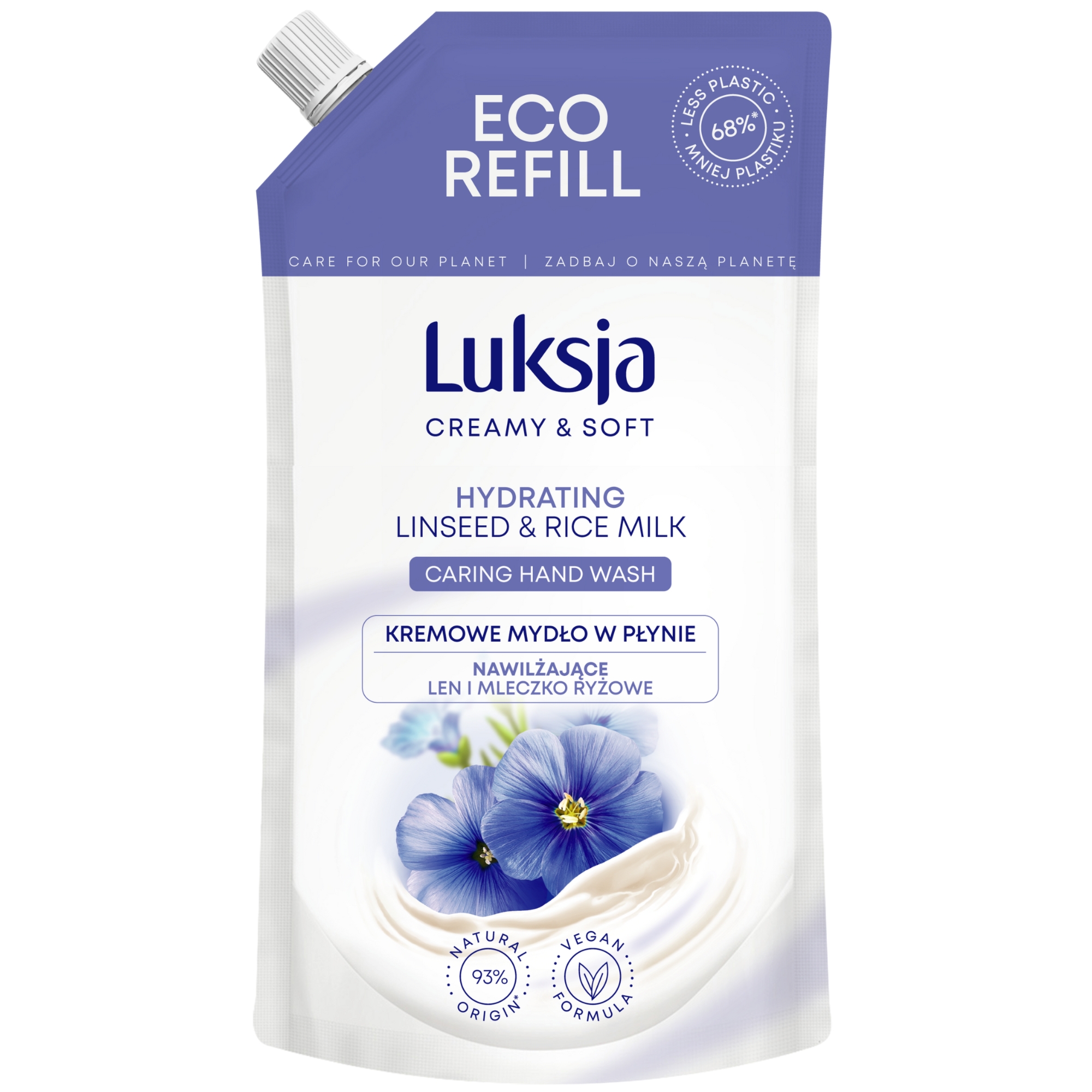 Luksja Creamy & Soft Kremowe mydło w płynie nawilżające len i mleczko ryżowe 400 ml