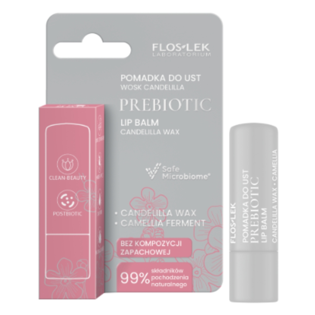 Floslek prebiotyczna pomadka do ust Wosk Candelilla Prebiotic Lip Care 4 g