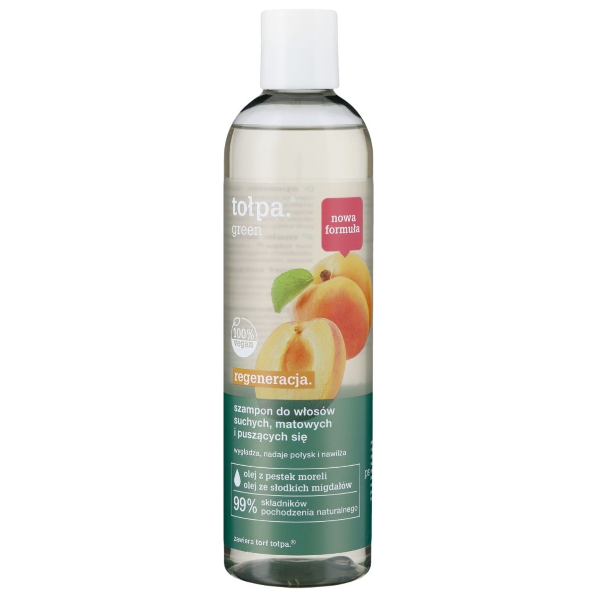 TOŁPA GREEN, Szampon do włosów suchych, matowych, olej z pestek moreli i słodkich migdałów, Vegan 300 ML