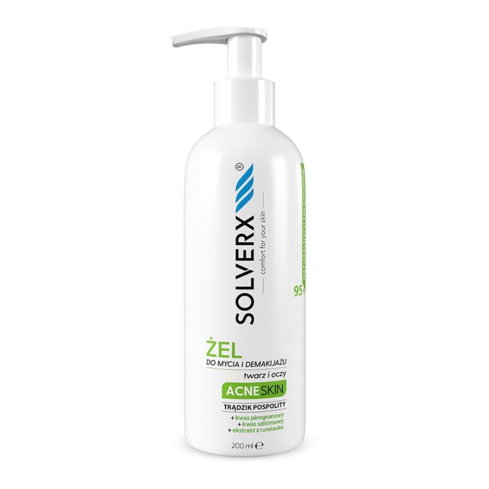 Solverx Żel Do Mycia Twarzy I Demakijażu Acne Skin 200Ml