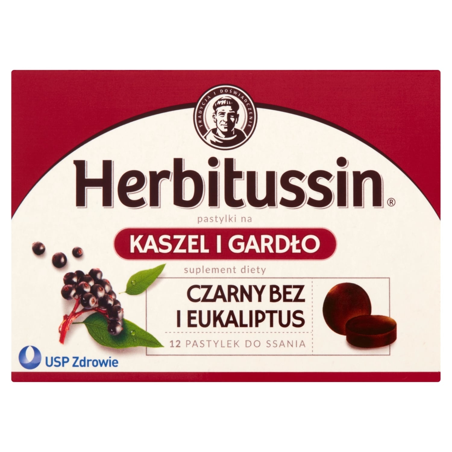 Herbitussin Kaszel i Gardło Czarny Bez i Eukaliptus 12 pastylek
