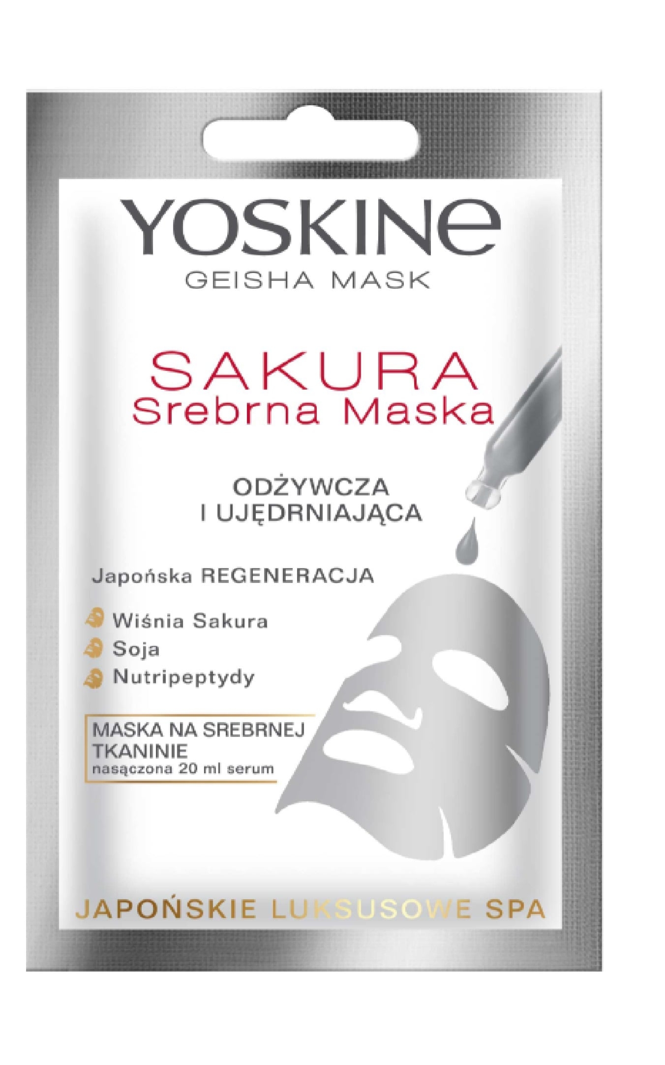 Yoskine Geisha Mask Srebrna Sakura 1Szt