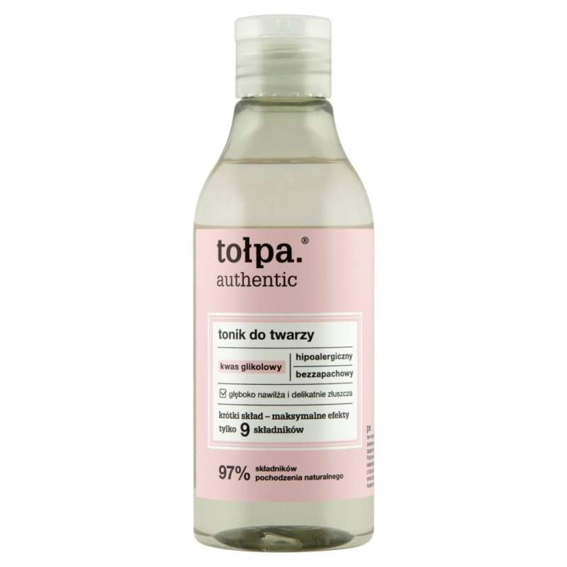 TOŁPA AUTHENTIC Hipoalergiczny tonik do twarzy, kwas glikolowy, 200 ml