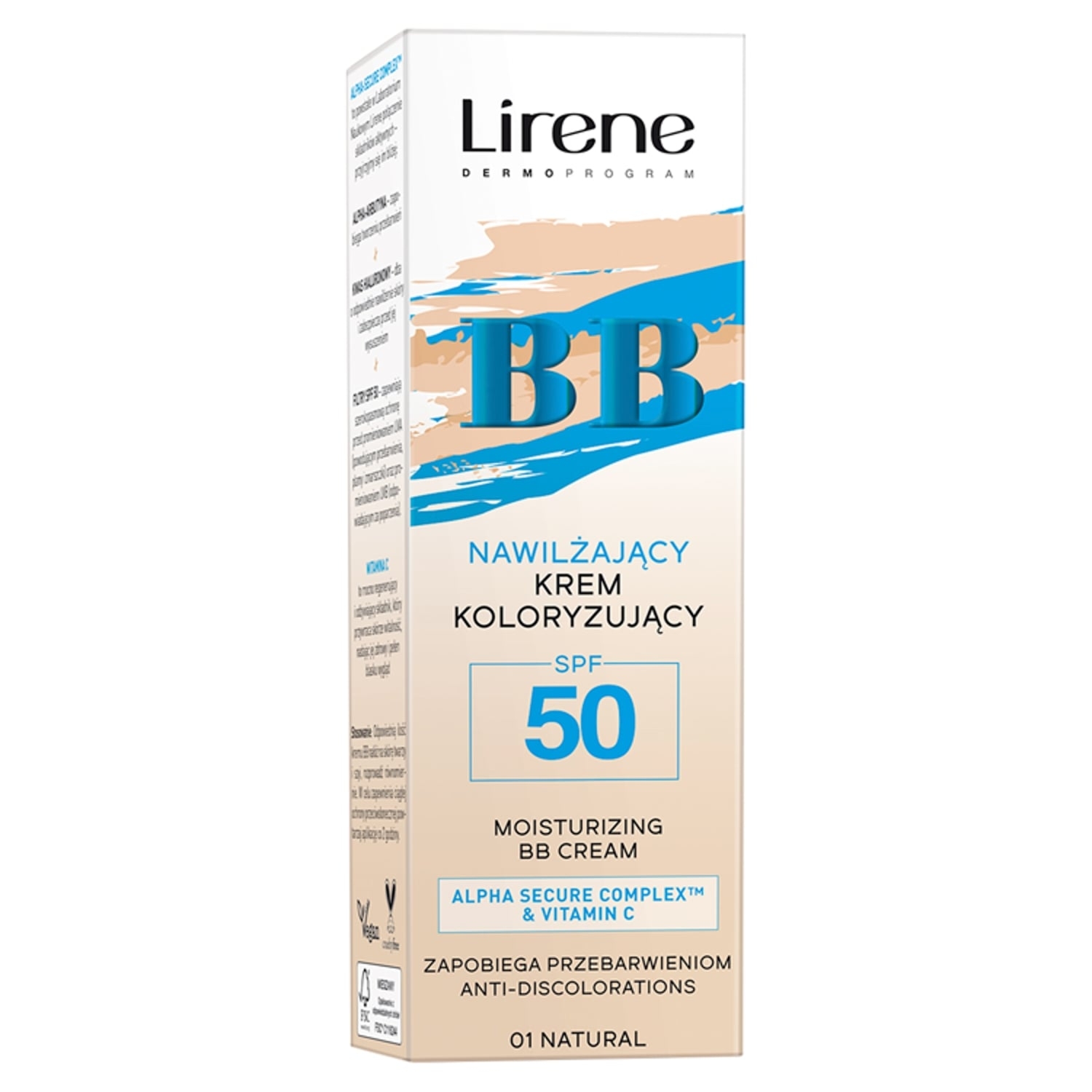 Lirene nawilżający krem BB SPF 50, 01 Natural, 30 ml
