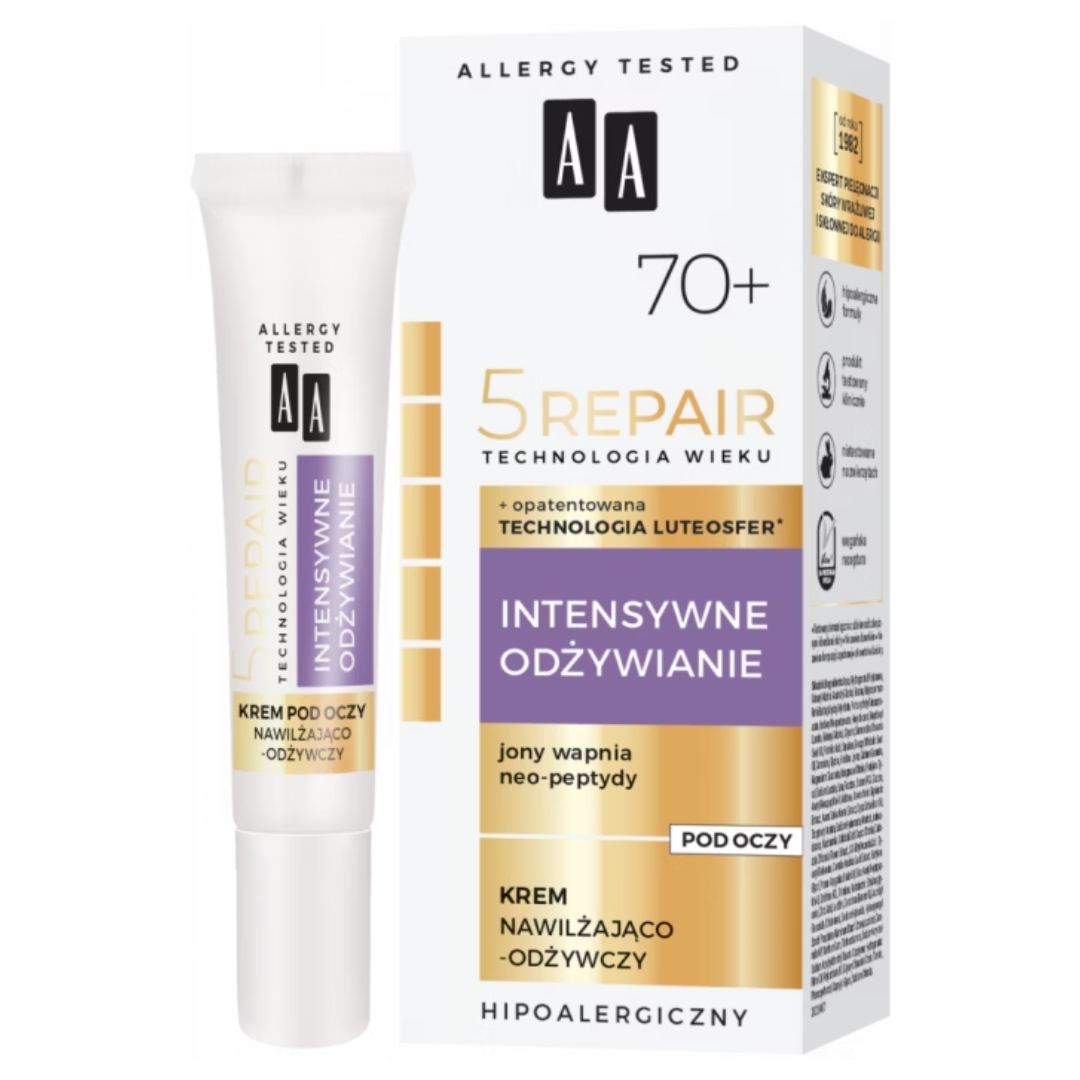 AA krem pod oczy nawilżająco-odżywczy Technologia Wieku 5 Repair 70+ Intensywne Odżywianie 15 ml