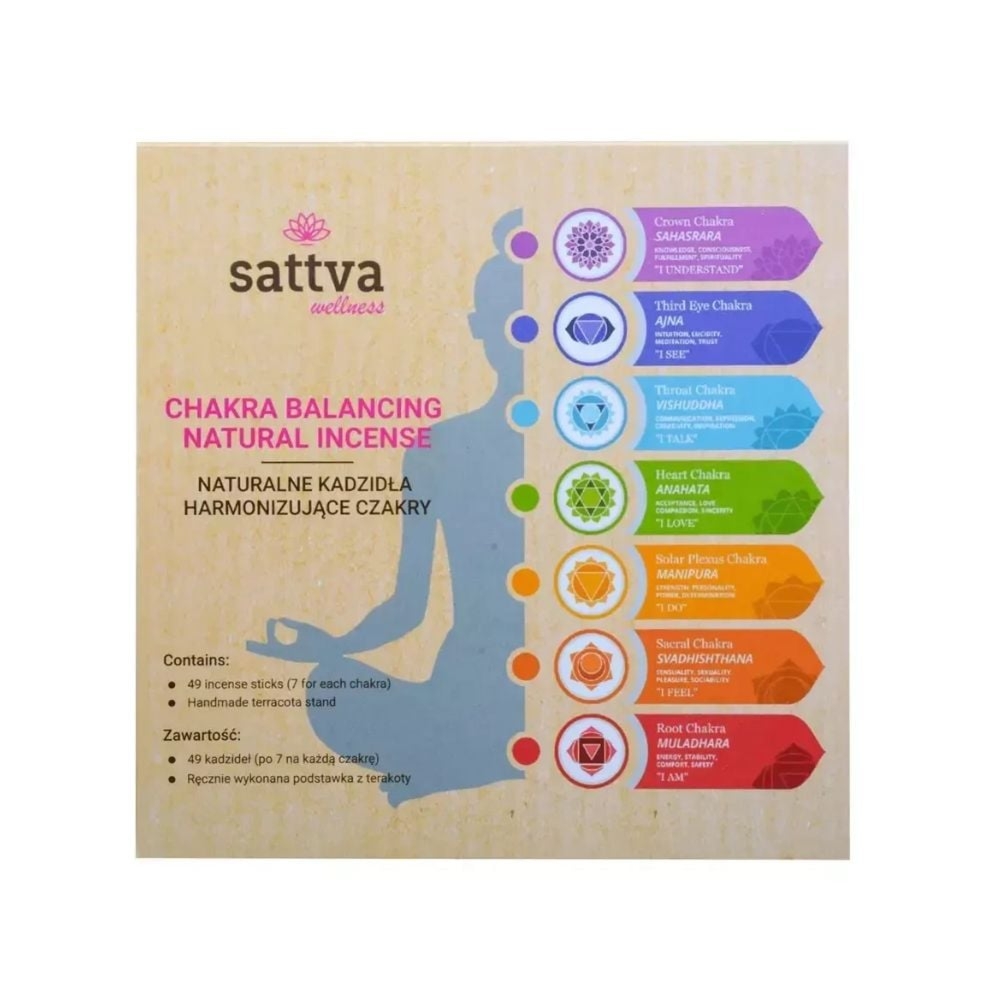 Sattva Wellness Naturalne kadzidła harmonizujące czakry 49 szt