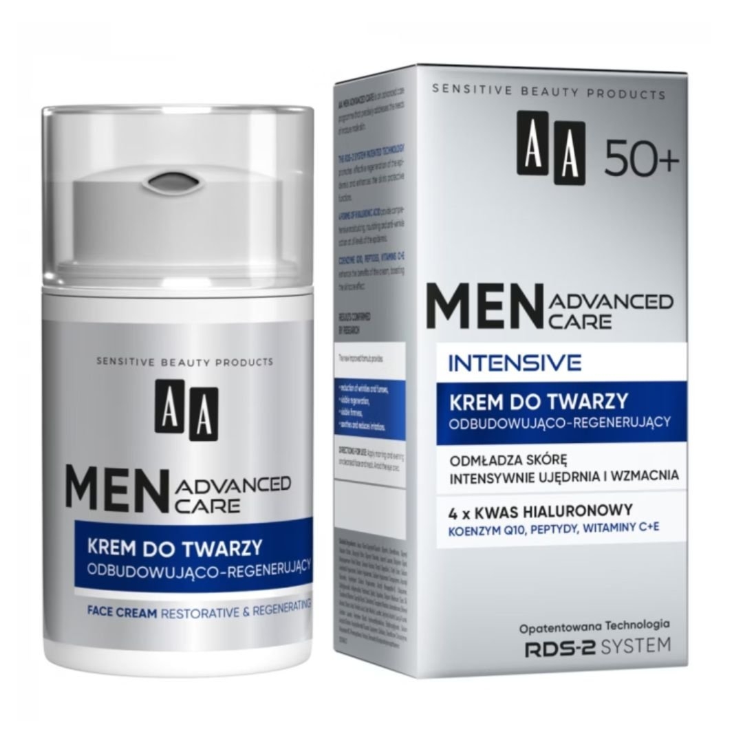 AA MEN krem do twarzy odbudowująco-regenerujący Advanced Care Intensive 50+ 50 ml