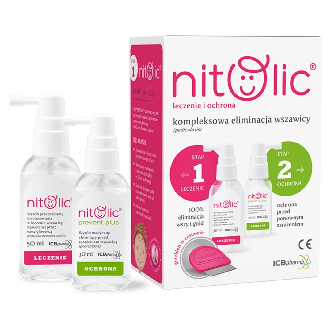 Pipi Nitolic zestaw leczenie 50 ml i ochrona przeciw wszawicy 30 ml + grzebień