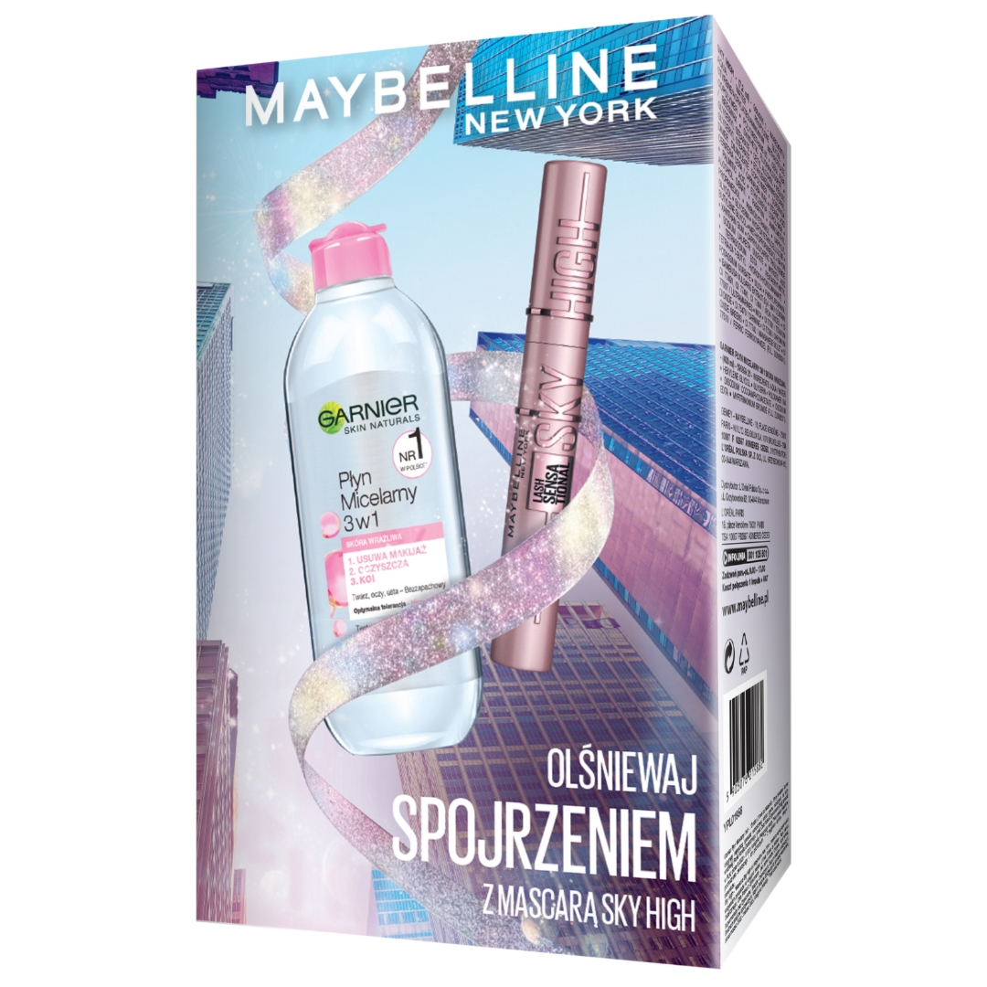 Maybelline Sky High tusz do rzęs 7,2ml + płyn micelarny 400ml