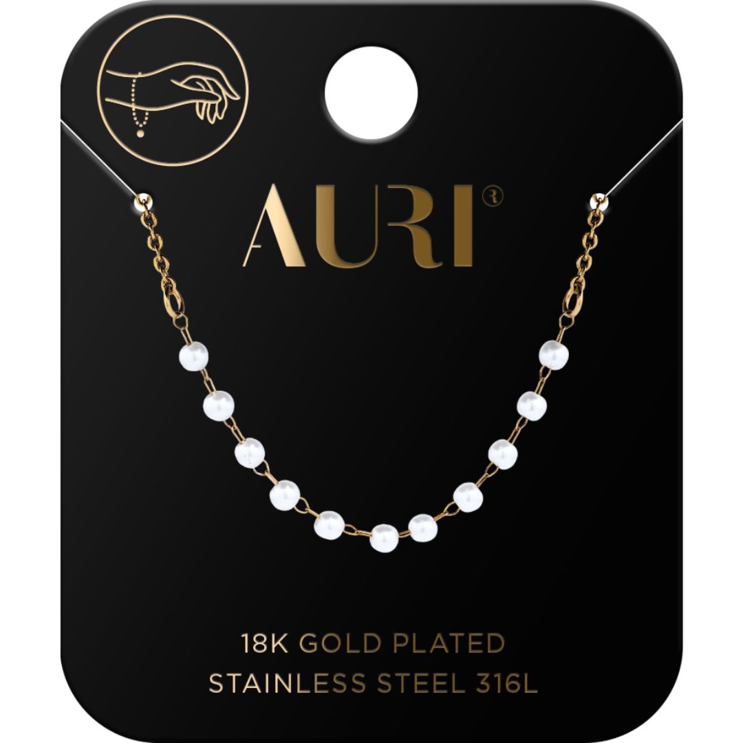 Auri bransoletka damska pozłacana łączona z koralikami