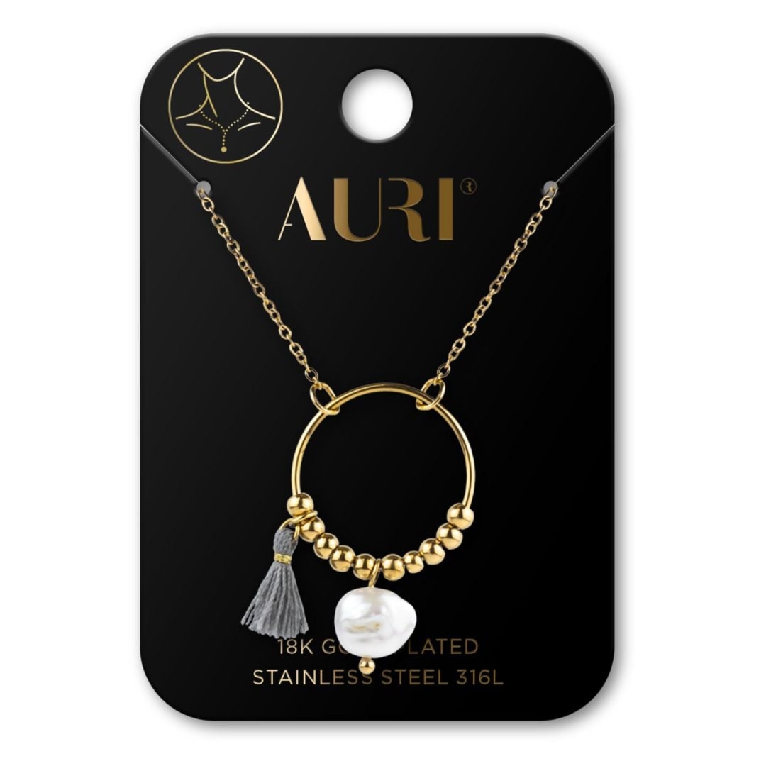 Auri naszyjnik damski Kółko z Chwostem i Perłą