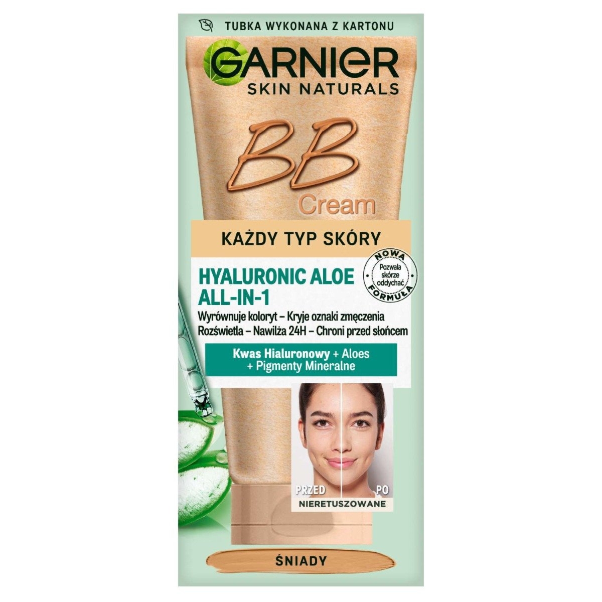 GARNIER Hyaluronic Aloe krem BB każdy typ skóry, śniady 50 ml