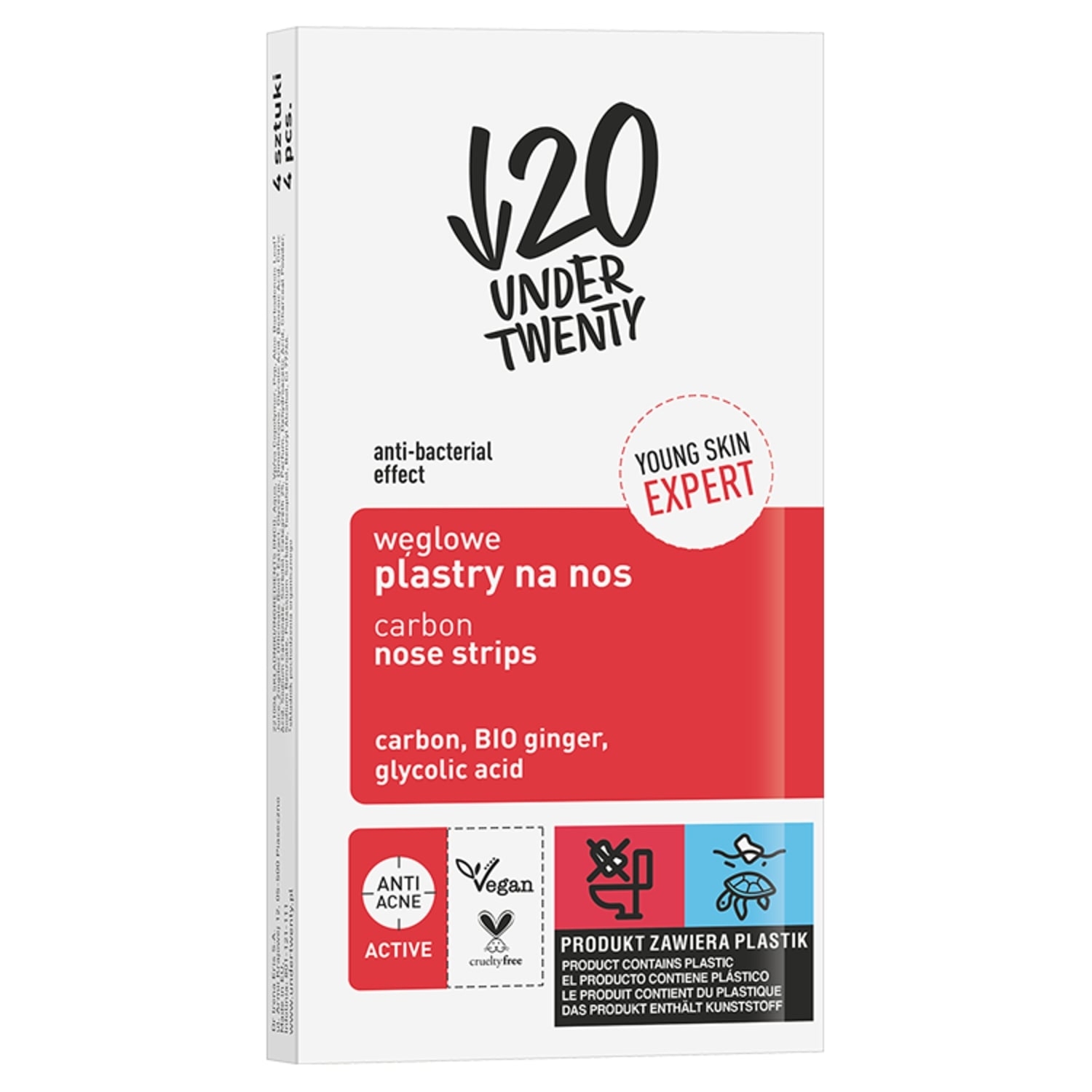 Under Twenty Węglowe plastry na nos 4 sztuki