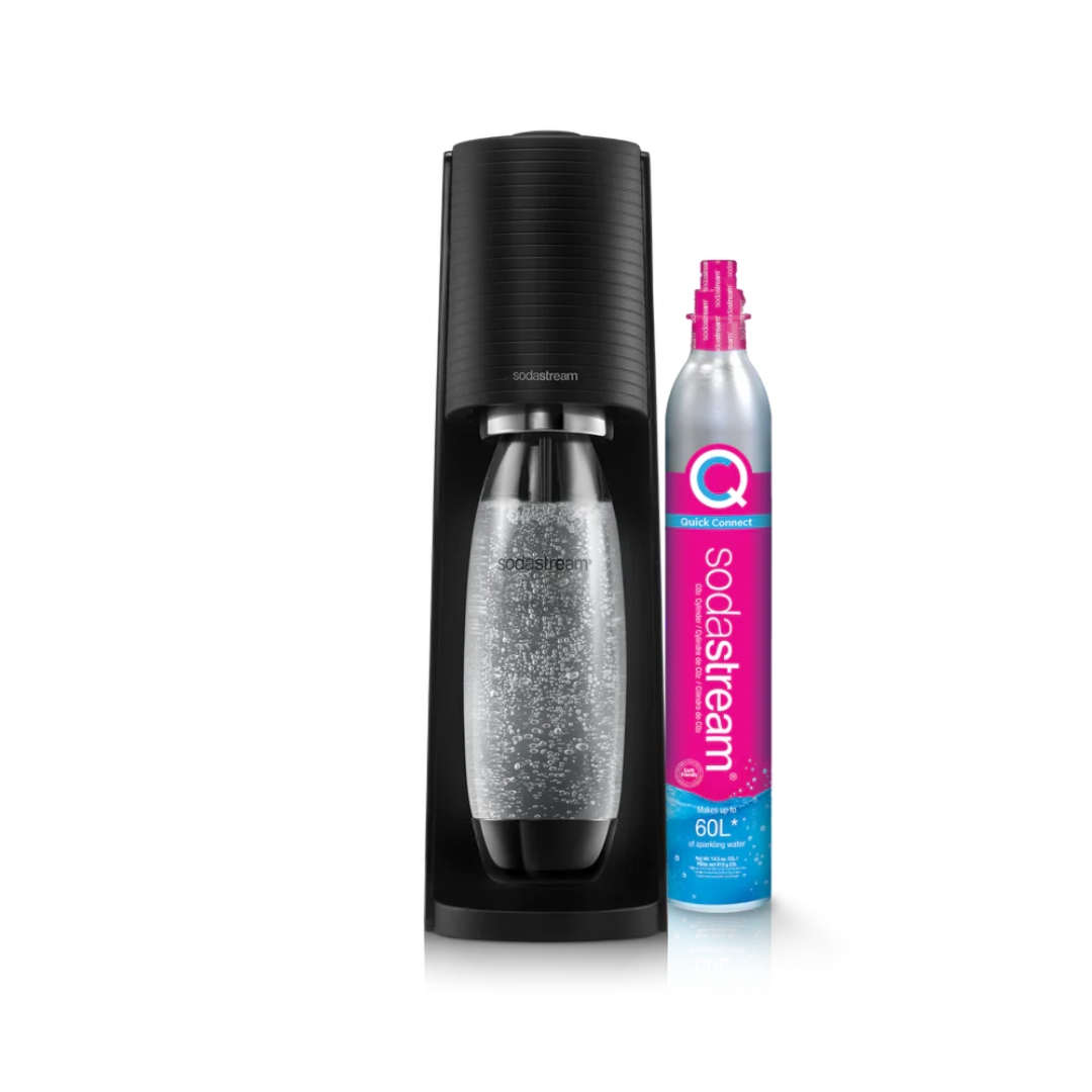 SodaStream saturator Terra Czarny + butelka 1L + cylinder z gazem CO2