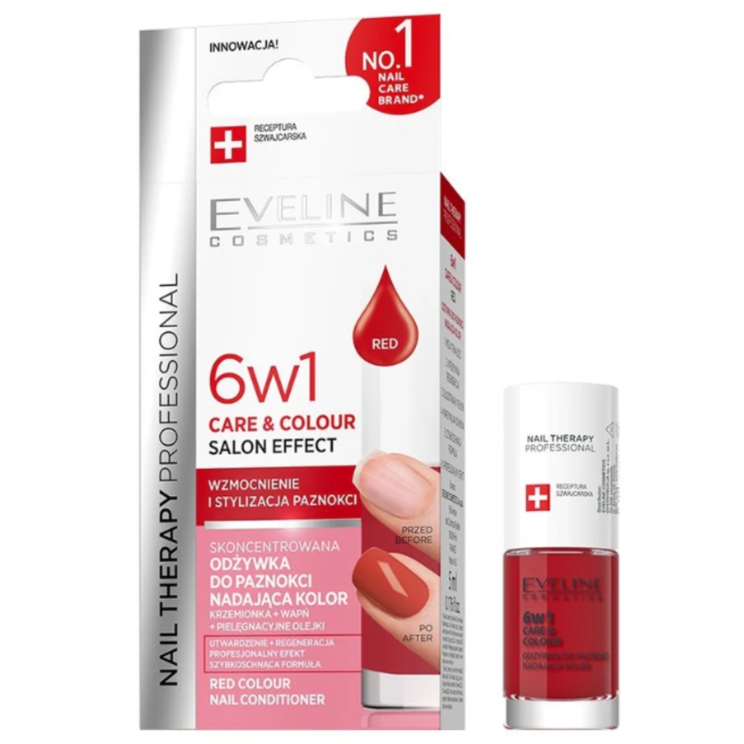 Eveline odżywka do paznokci 6w1 Nail Therapy Professional Red 5 ml