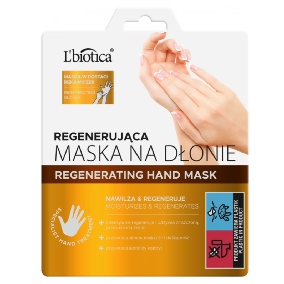 L'biotica maska regenerująca na dłonie w postaci nasączonych rękawiczek 1 para