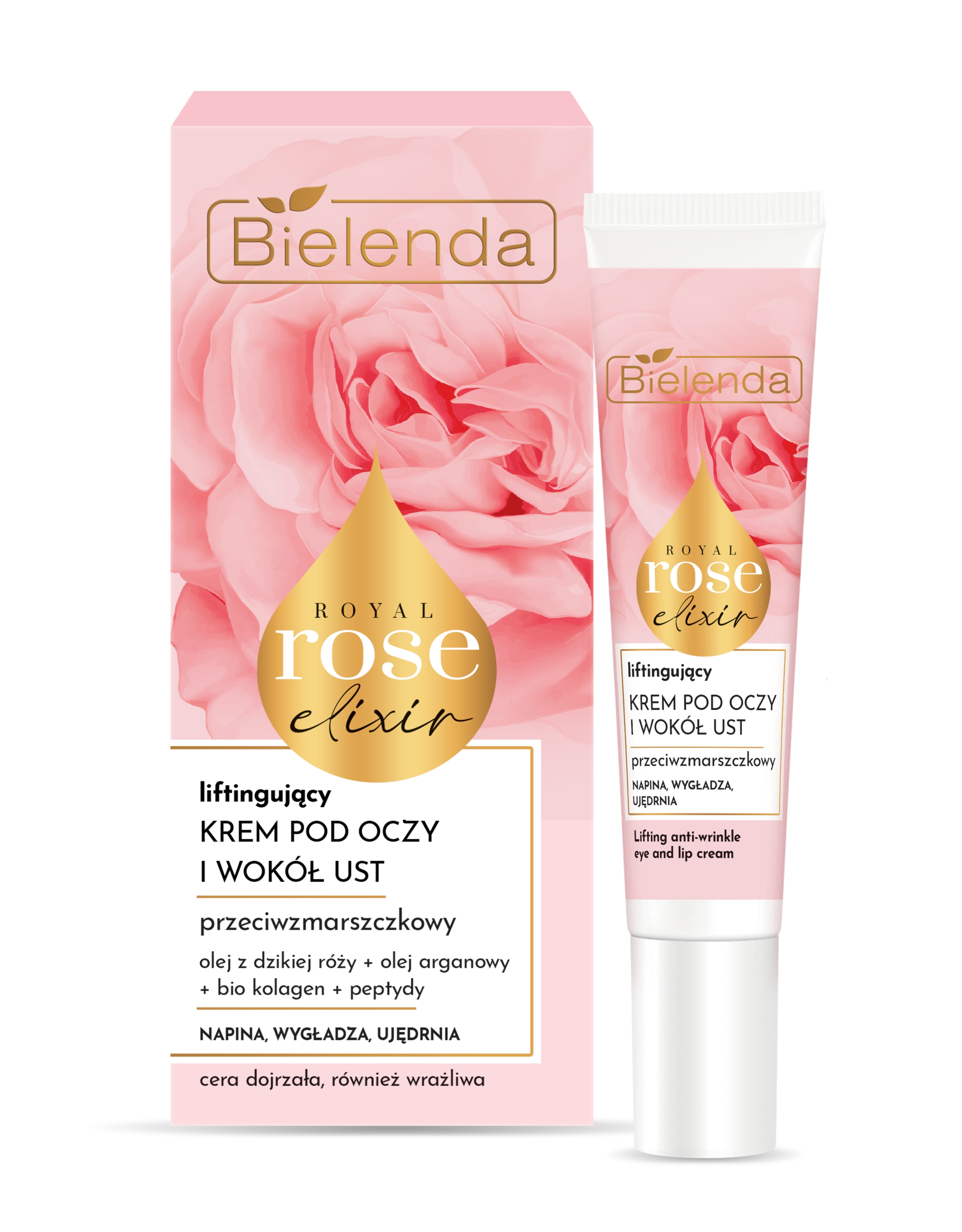 Bielenda Royal Rose Elixir krem przeciwzmarszczkowy, liftingujący, pod oczy i wokół ust15 ml
