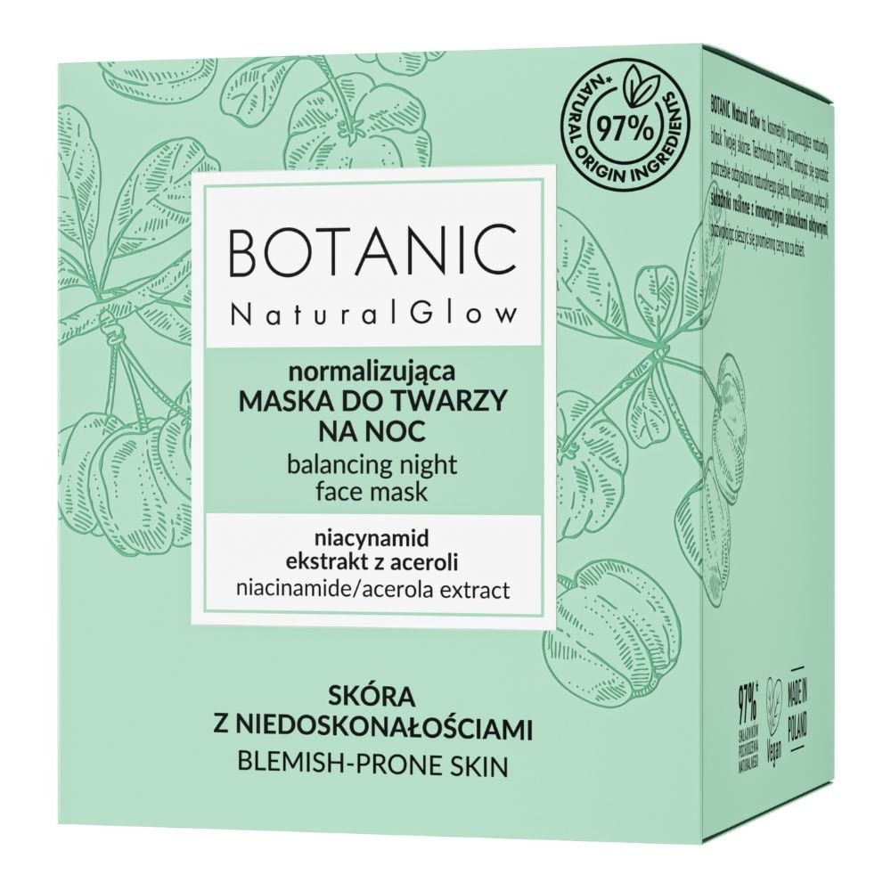 Botanic Natural Glow normalizująca maska do twarzy na noc 50 ml