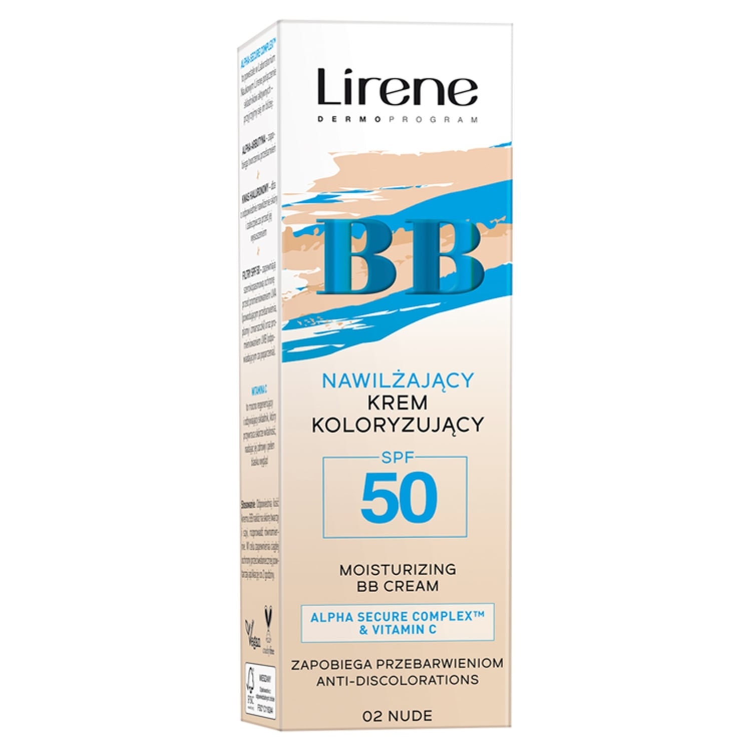 LIRENE nawilżający krem BB SPF 50, 02 nude, 30 ml