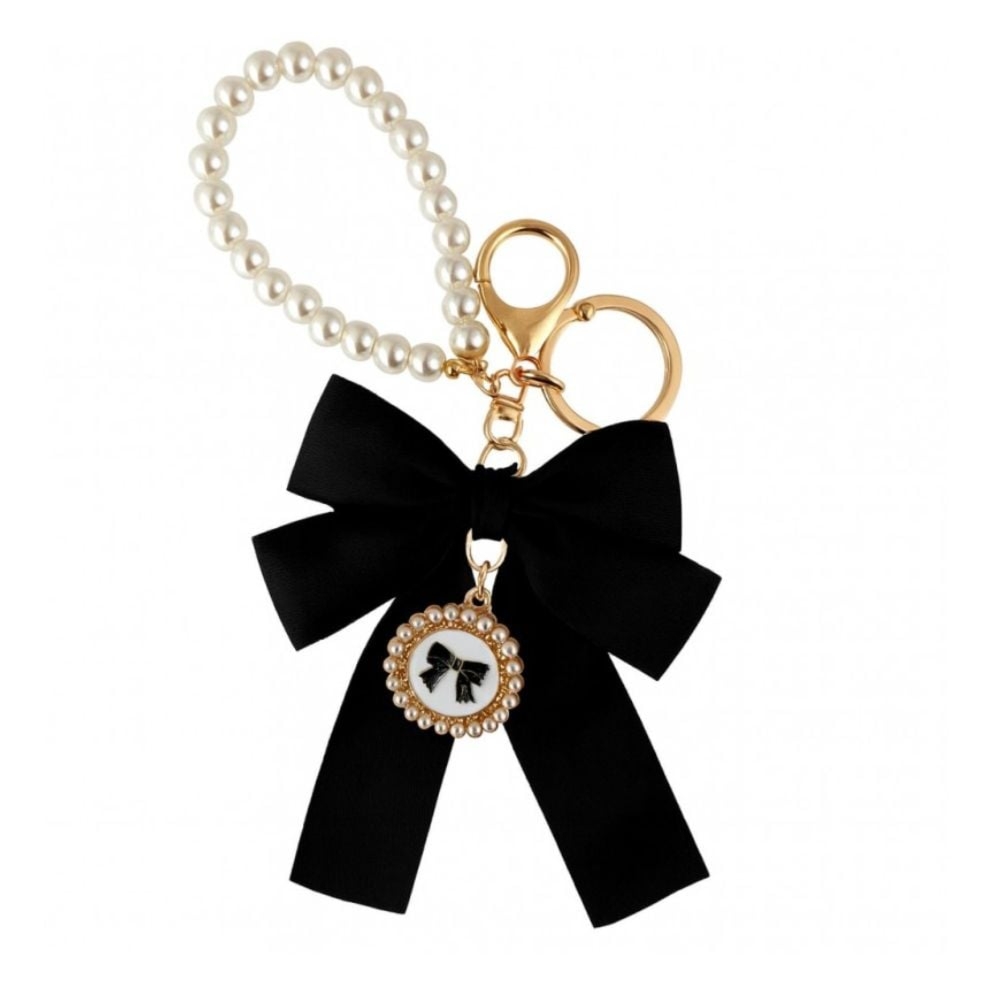 Ecarla Brelok z czarną kokardą i perłami 1 szt