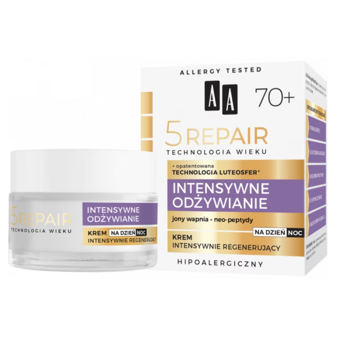 AA regenerujący krem na dzień i noc Technologia Wieku 5 Repair 70+ Intensywne Odżywianie 50 ml