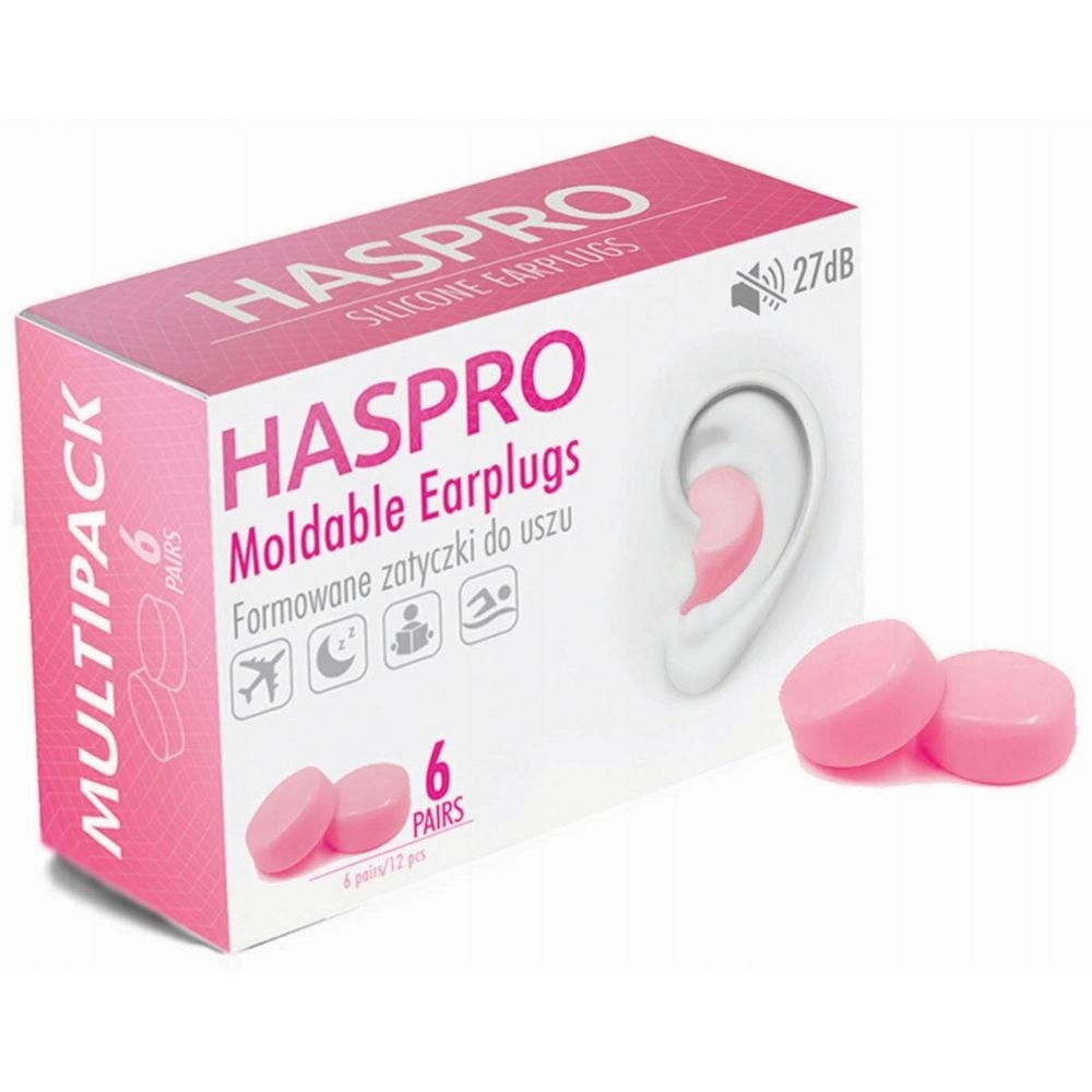 Haspro zatyczki do uszu formowane Mold 6P Różowe 6 par
