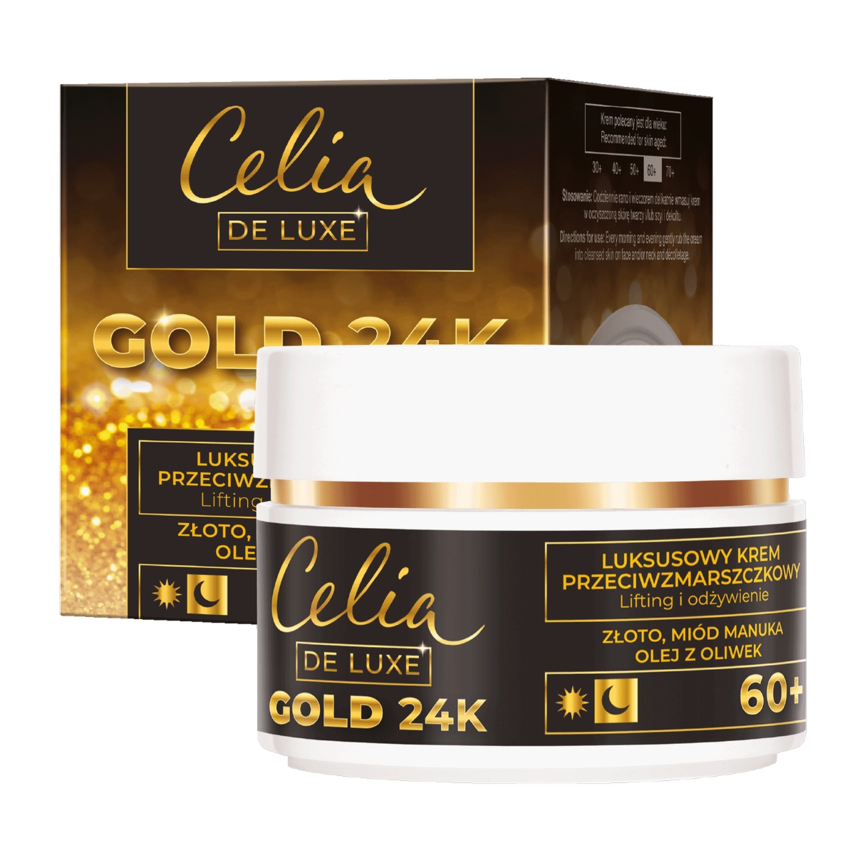 Celia krem przeciwzmarszczkowy na dzień i na noc Gold 24K 60+ 50 ml