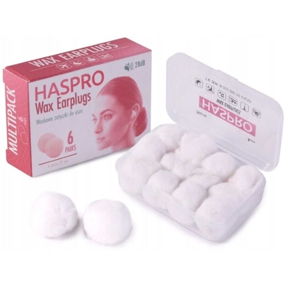 Haspro woskowe zatyczki do uszu WAX Earplugs 6 par