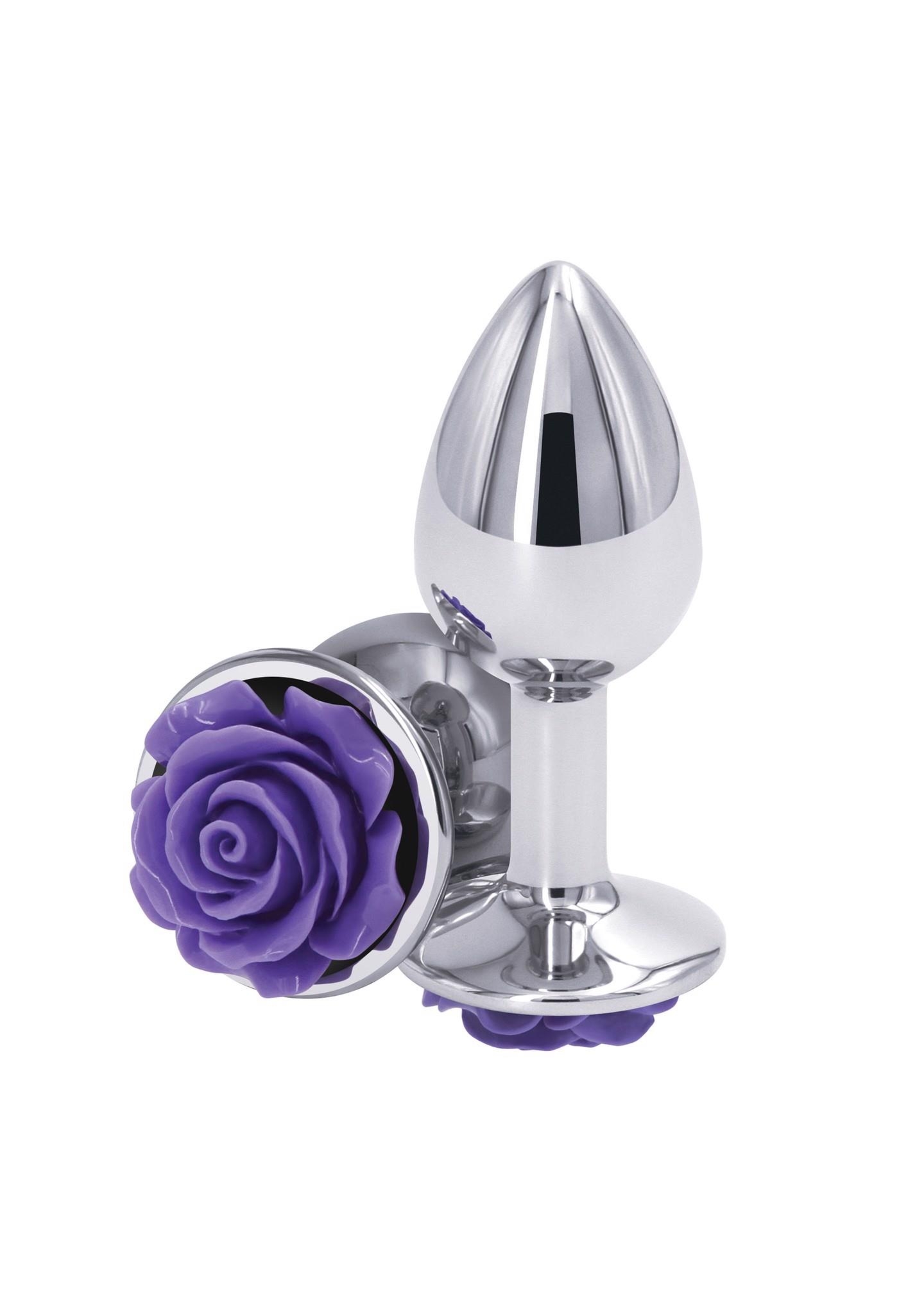 Chromowana Róża plug analny –Rose Buttplug Small Purple