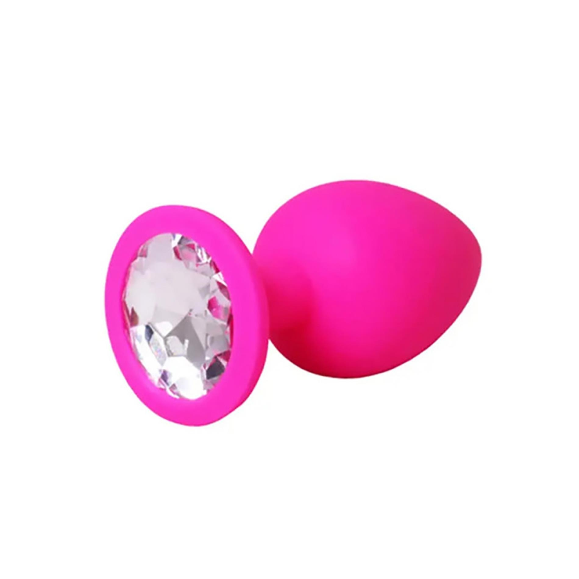Pink large butt plug with white crystal