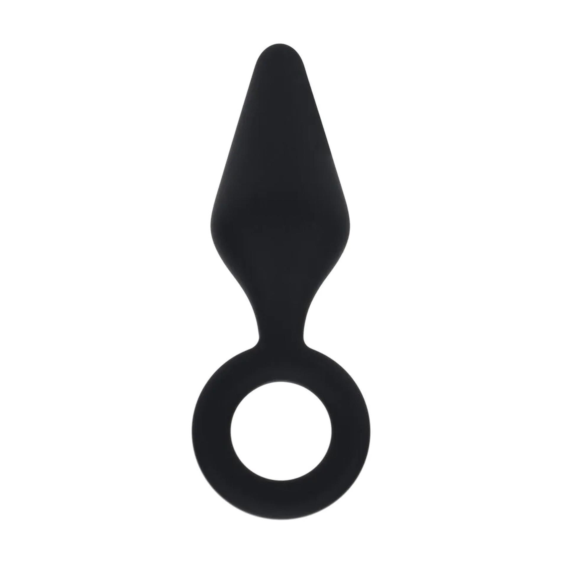 Silicone Anal Plug with Loop - L - Black