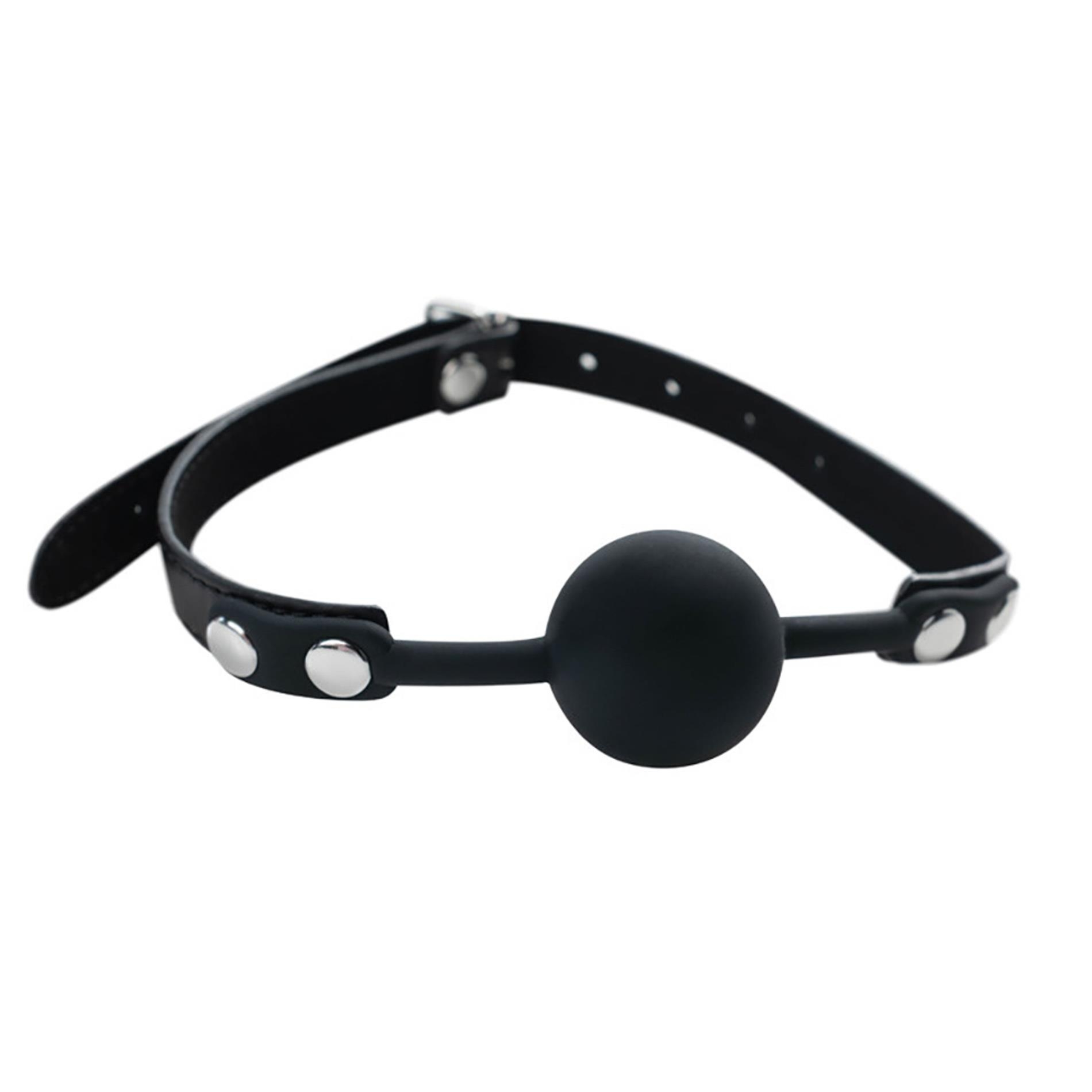 Black silicone ball gag with adjustable straps