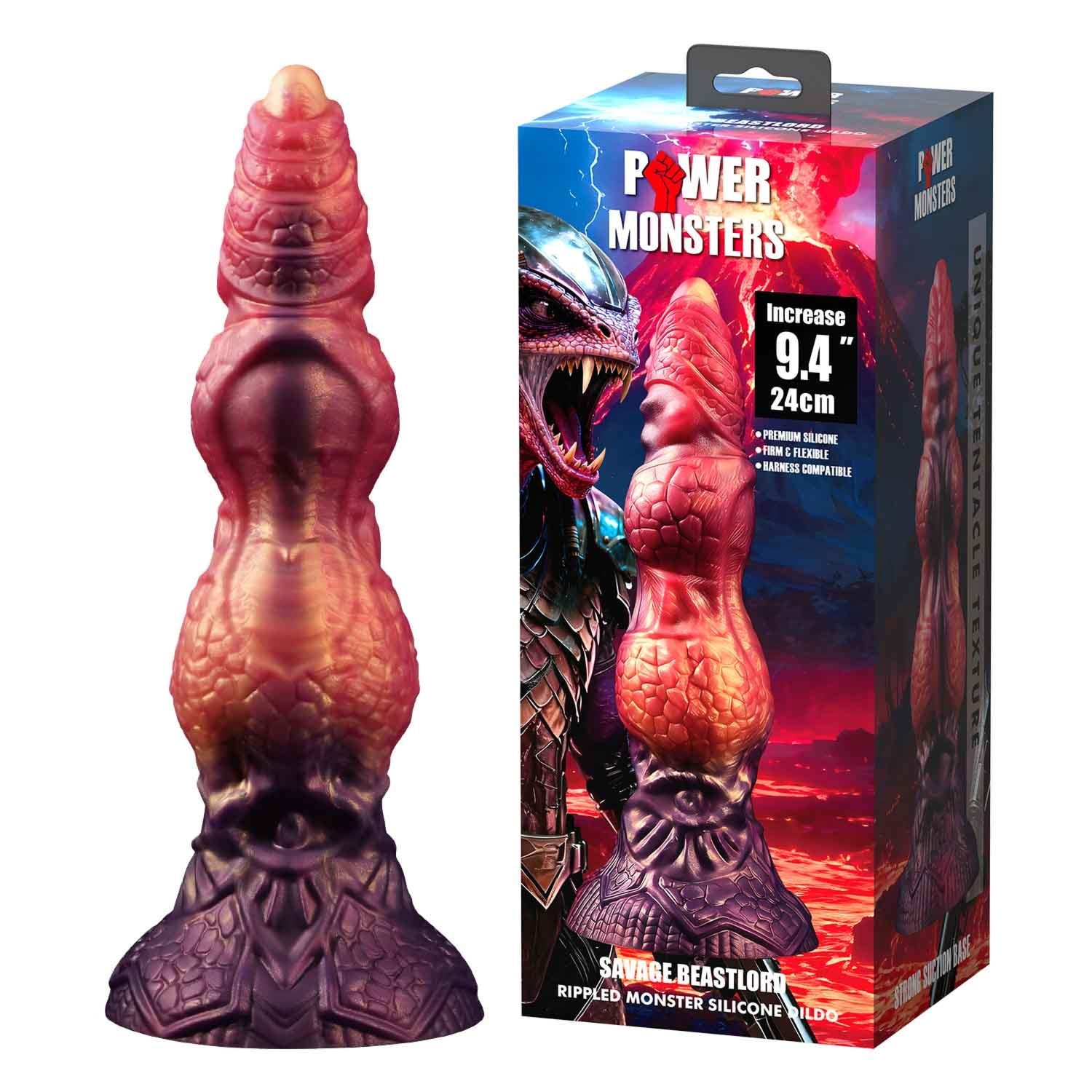 Power Monsters Savage Beastlord – 24 cm Rippled Monster Silicone Dildo
