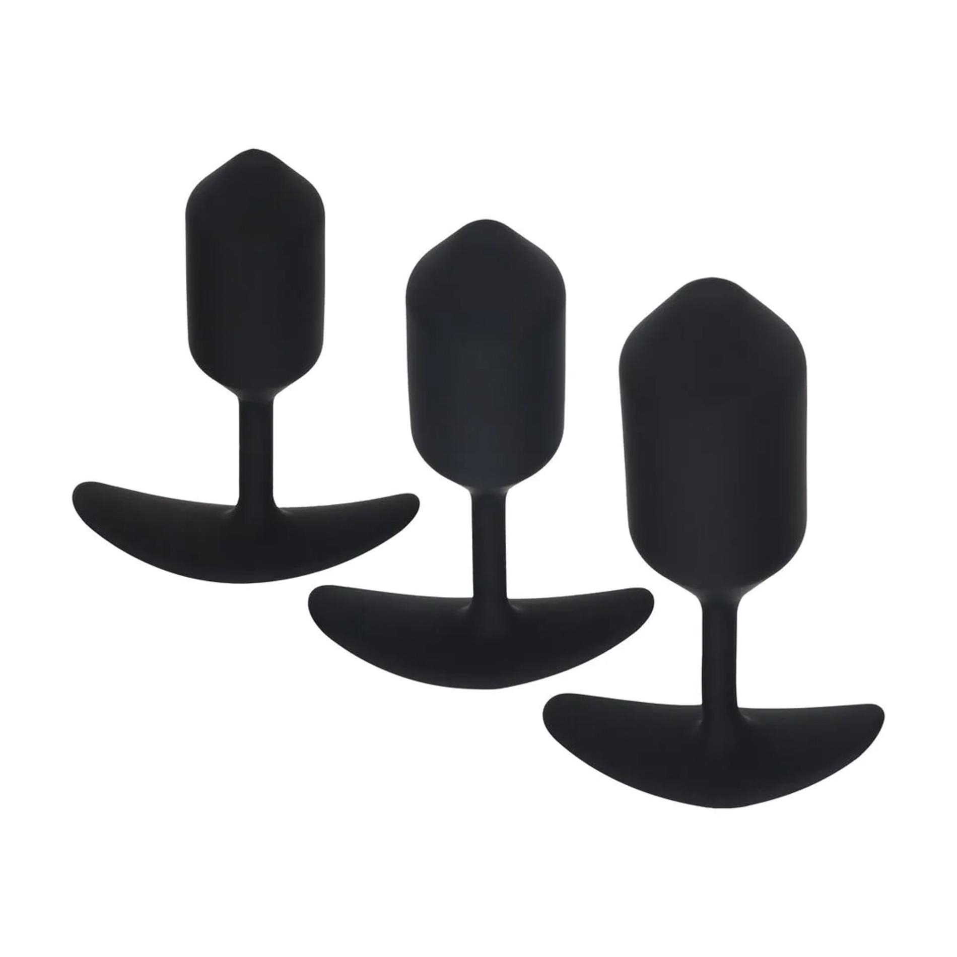 Silicone Weighted Anal Plug Training Set of 3 - Black
