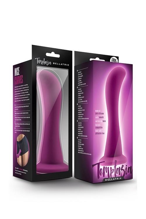 Silikonowe dildo do punktu G/P z przyssawką 15,8 cm fioletowe – Temptasia Bellatrix Plum