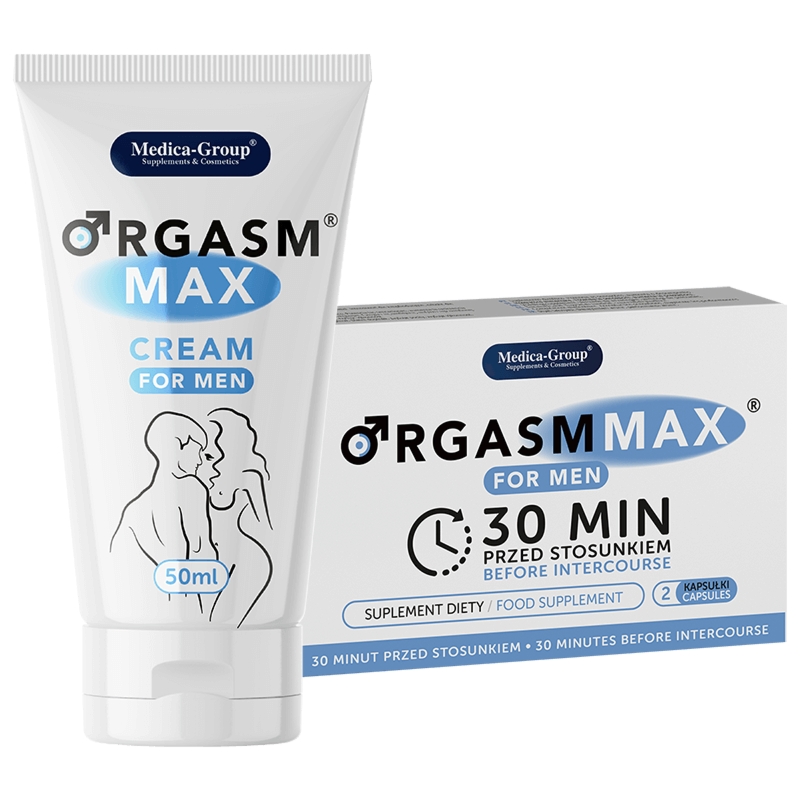 Orgasm Max - 2 kapsułki + CREAM for Men - 50ml - Na Szybką, Mocną, Długą Erekcję